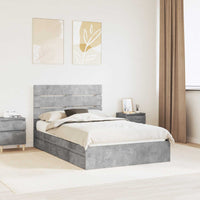 Letto con Contenitore con testiera-Struttura Letto con contenitore Grigio cemento 135 x 190 cm 167397