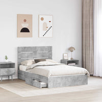 Letto con Contenitore con testiera-Struttura Letto con contenitore Grigio cemento 135 x 190 cm 167397