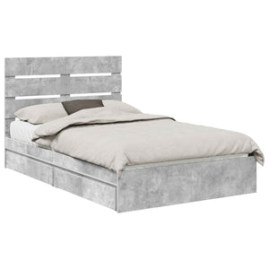 Letto con Contenitore con testiera-Struttura Letto con contenitore Grigio cemento 135 x 190 cm 167397