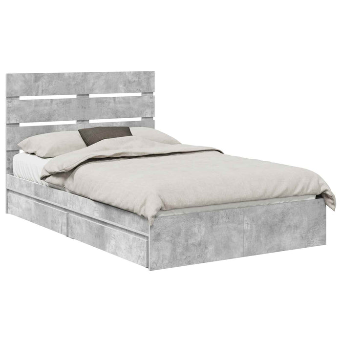 Letto con Contenitore con testiera-Struttura Letto con contenitore Grigio cemento 135 x 190 cm 167397
