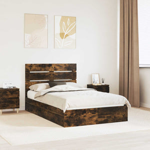 Letto con Contenitore con testiera-Struttura Letto con contenitore Rovere fum¨¦ 135 x 190 cm 680878