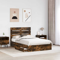Letto con Contenitore con testiera-Struttura Letto con contenitore Rovere fum¨¦ 135 x 190 cm 680878