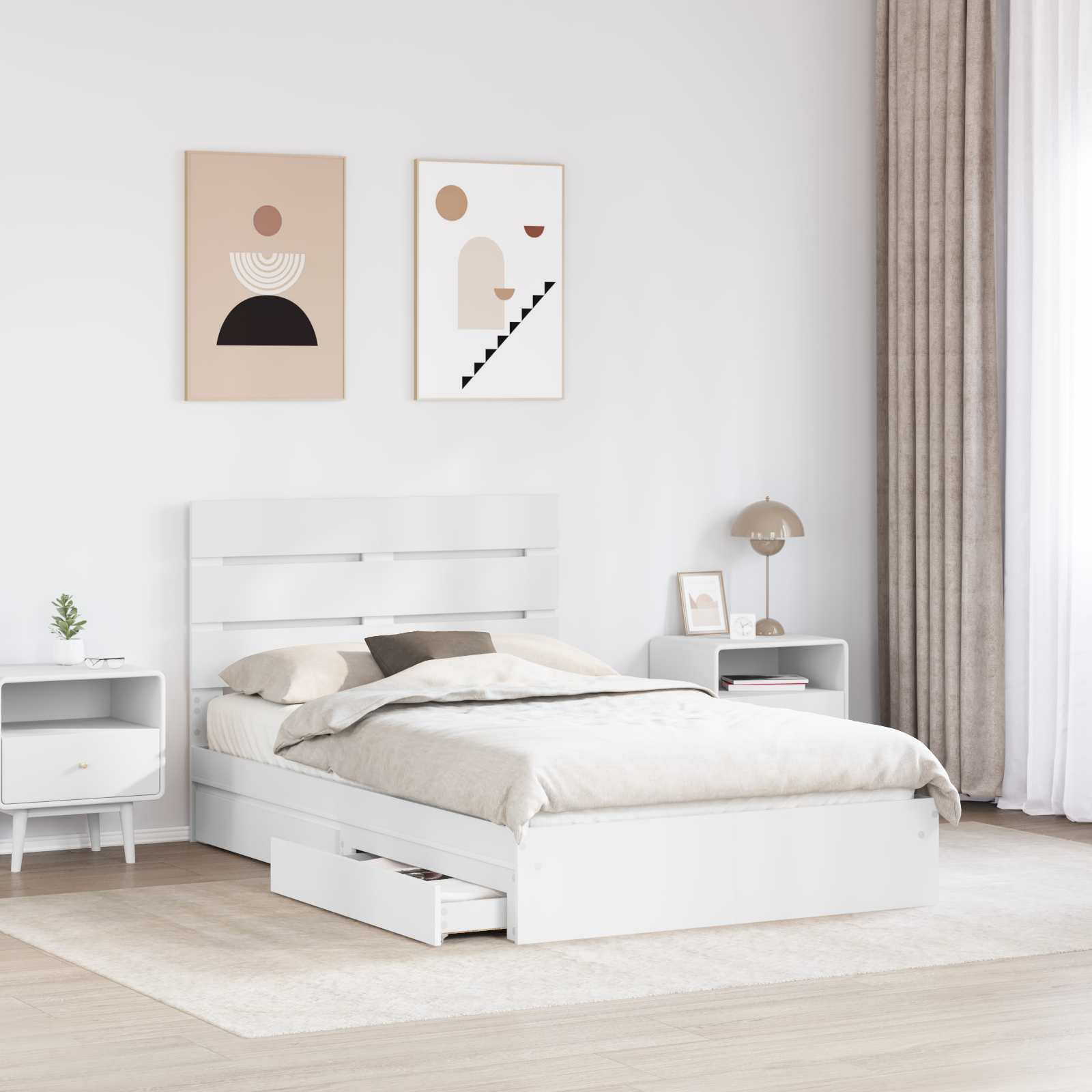 Letto con Contenitore Bianco 120 x 200 cm Legno multistrato 3411908