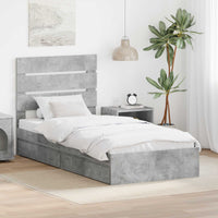 Letto con Contenitore con testiera-Struttura Letto con contenitore Grigio cemento 100 x 200 cm 400801