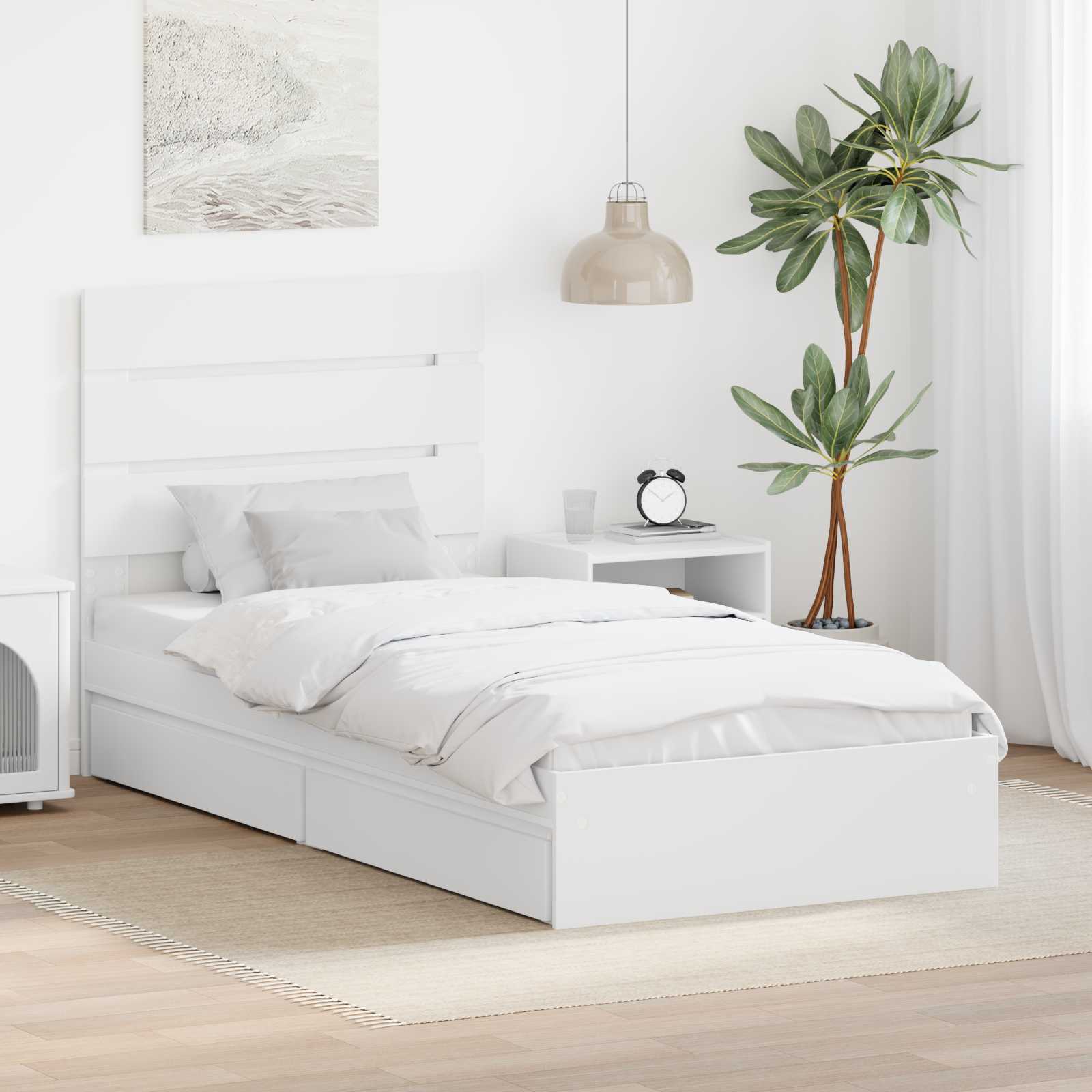 Letto con Contenitore Bianco 75 x 190 cm Legno multistrato 3411933