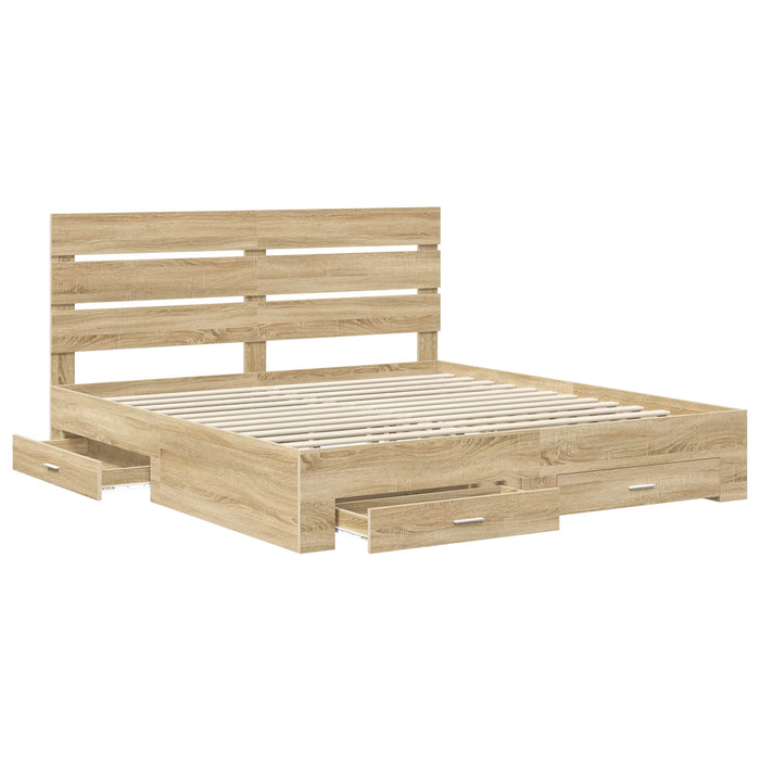 Struttura del letto con cassetto Rovere Sonoma 200 x 200 cm 3411939