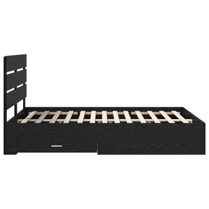 Struttura del letto Rovere Nero 160 x 200 cm Legno multistrato 3411952