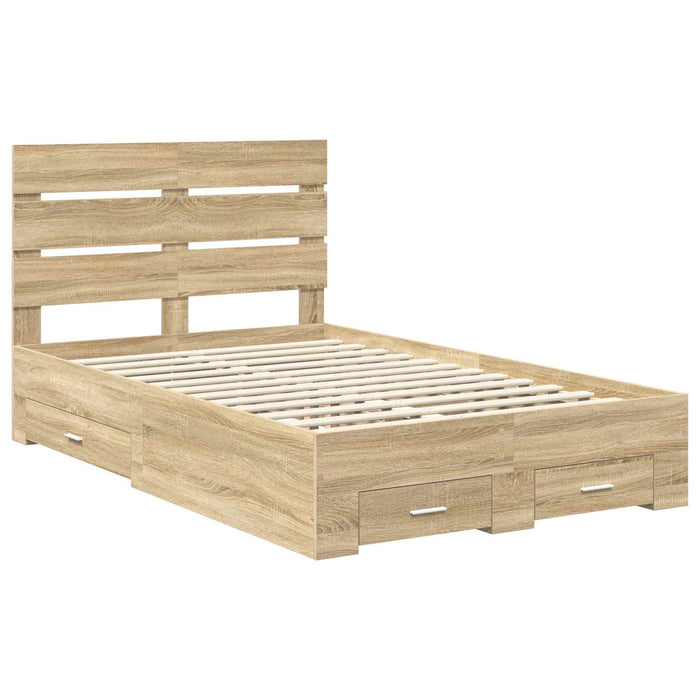 Struttura del letto con cassetto Rovere Sonoma 135 x 190 cm 3411982