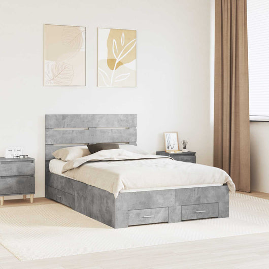 Struttura del letto con cassetto Grigio cemento 135 x 190 cm 3411983