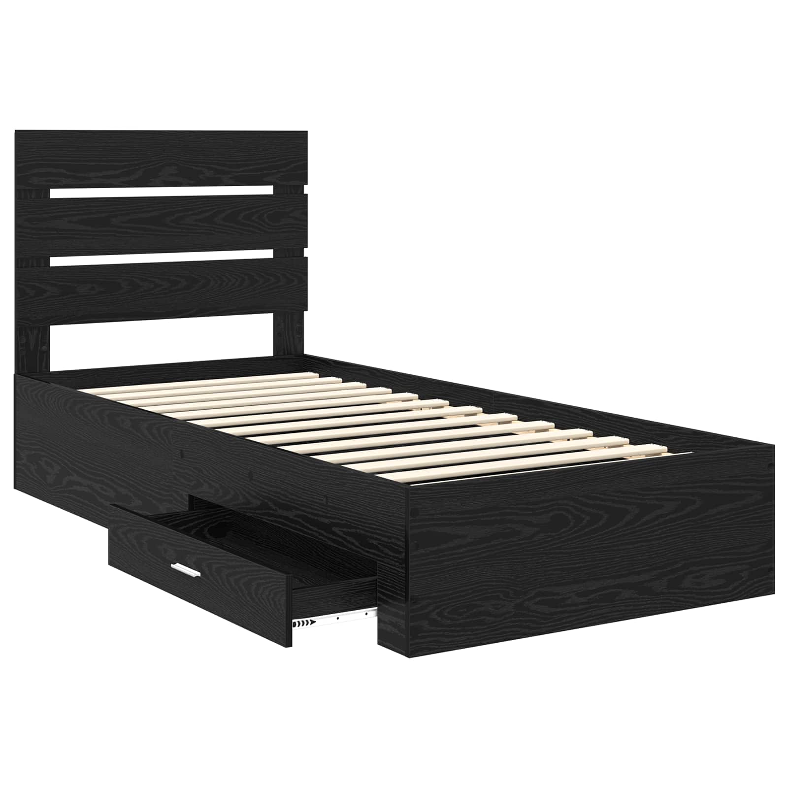 Struttura del letto Rovere Nero 100 x 200 cm Legno multistrato 3412005