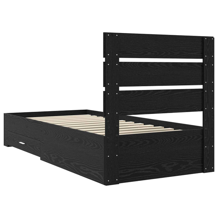 Struttura del letto Rovere Nero 90 x 200 cm Legno multistrato 3412013