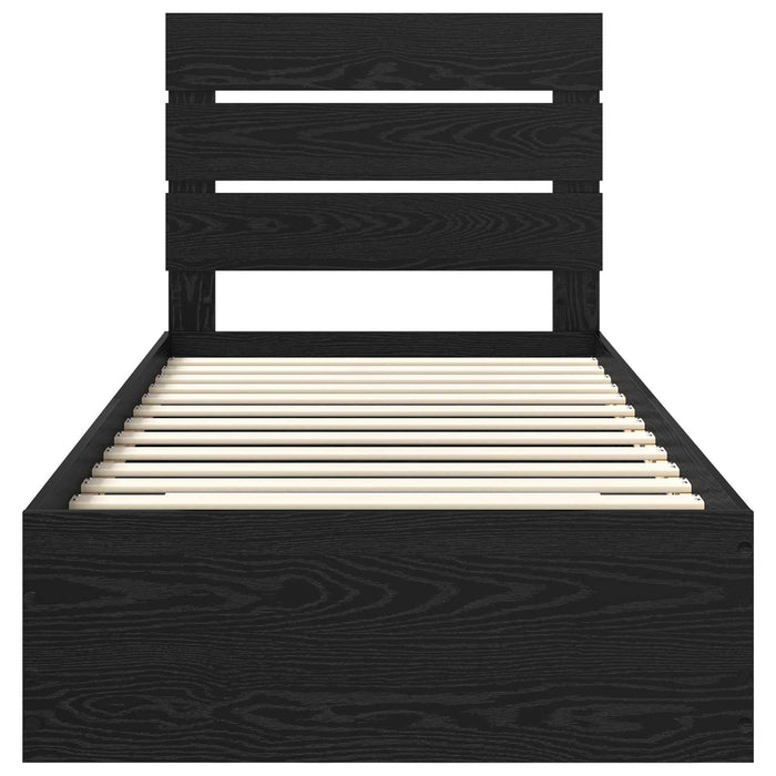 Struttura del letto Rovere Nero 90 x 190 cm Legno multistrato 3412021