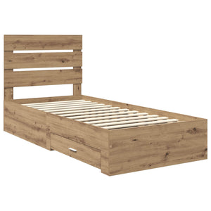 Struttura del letto con cassetto Rovere artigianale 90 x 190 cm 3412027