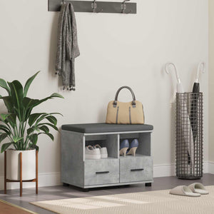 Panca per ingresso con cuscino Grigio cemento 60 x 38 x 46 cm 891451