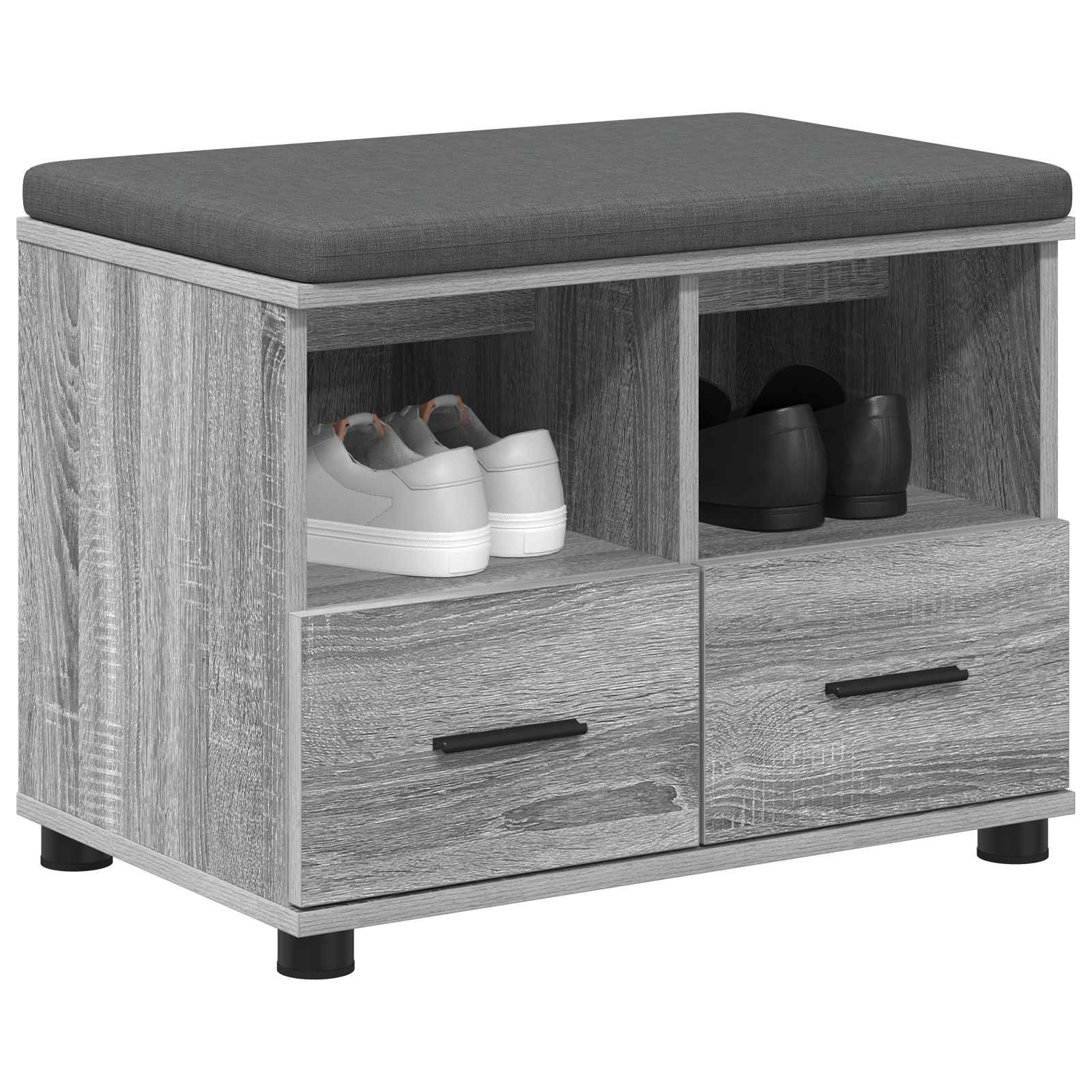 Panca per ingresso con cuscino Grigio Sonoma 60 x 38 x 46 cm 891453