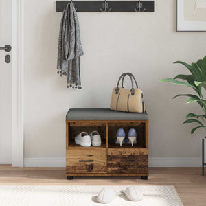 Panca per ingresso con cuscino Legno vecchio 60 x 38 x 46 cm 891454