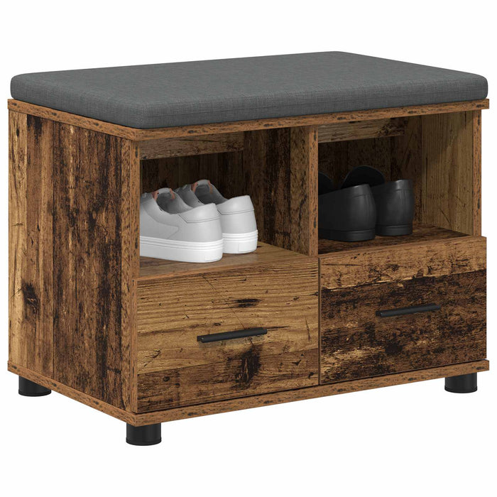 Panca per ingresso con cuscino Legno vecchio 60 x 38 x 46 cm 891454