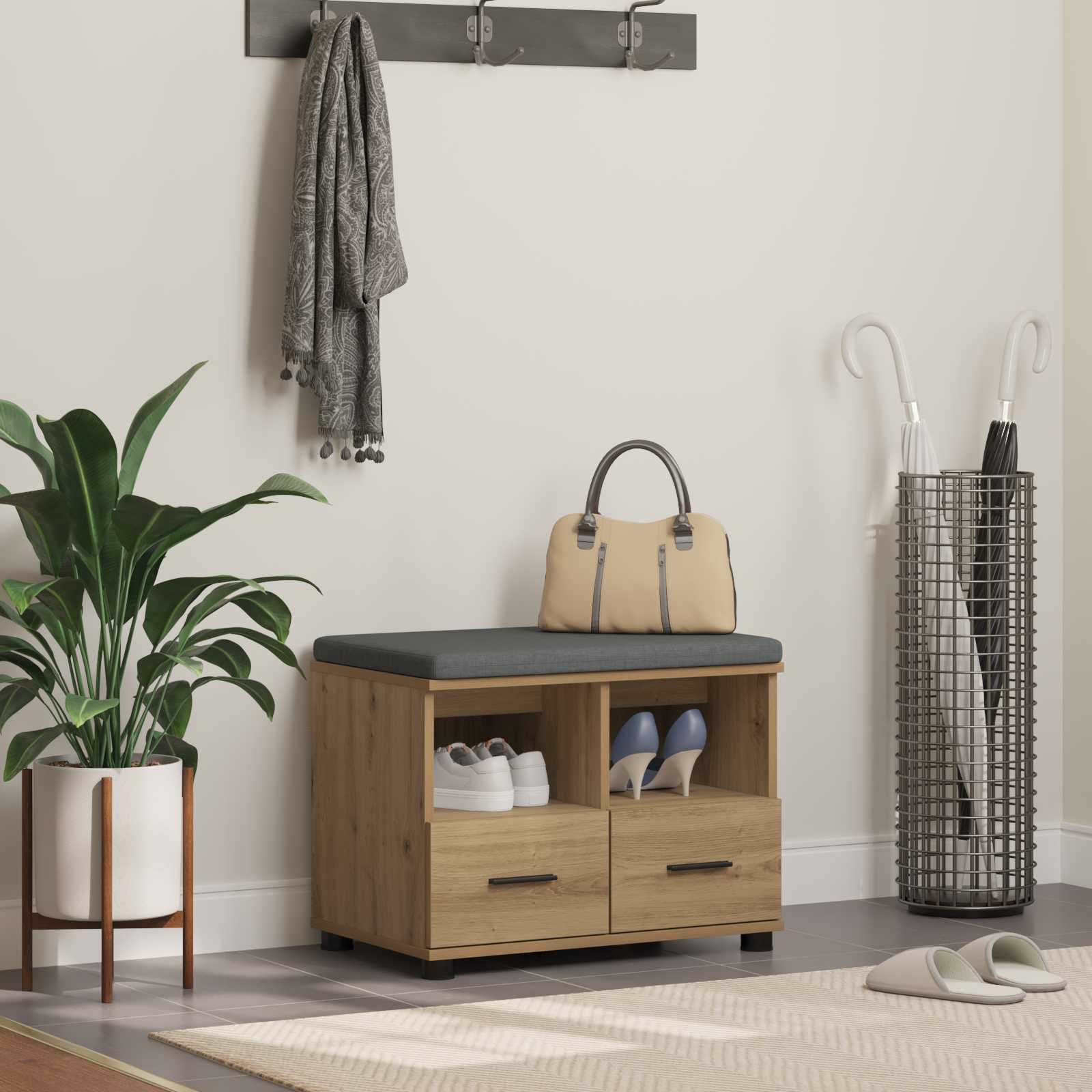 Panca per ingresso Rovere artigianale 60 x 38 x 46 cm 891455