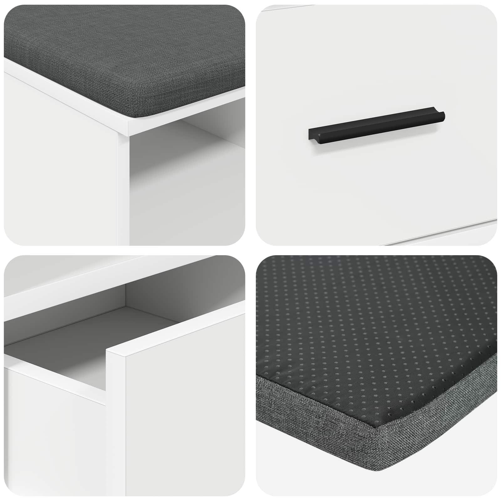 Panca per ingresso con cuscino Bianco 80 x 38 x 46 cm 891456