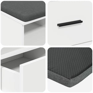 Panca per ingresso con cuscino Bianco 80 x 38 x 46 cm 891456