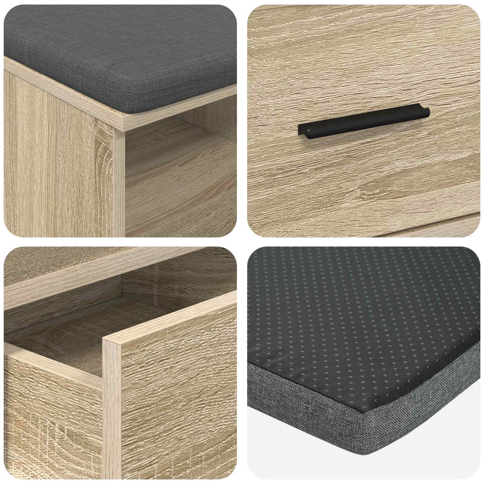 Panca per ingresso con cuscino Rovere Sonoma 80 x 38 x 46 cm 891458