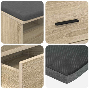 Panca per ingresso con cuscino Rovere Sonoma 80 x 38 x 46 cm 891458