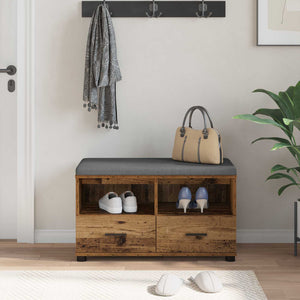 Panca per ingresso con cuscino Legno vecchio 80 x 38 x 46 cm 891462