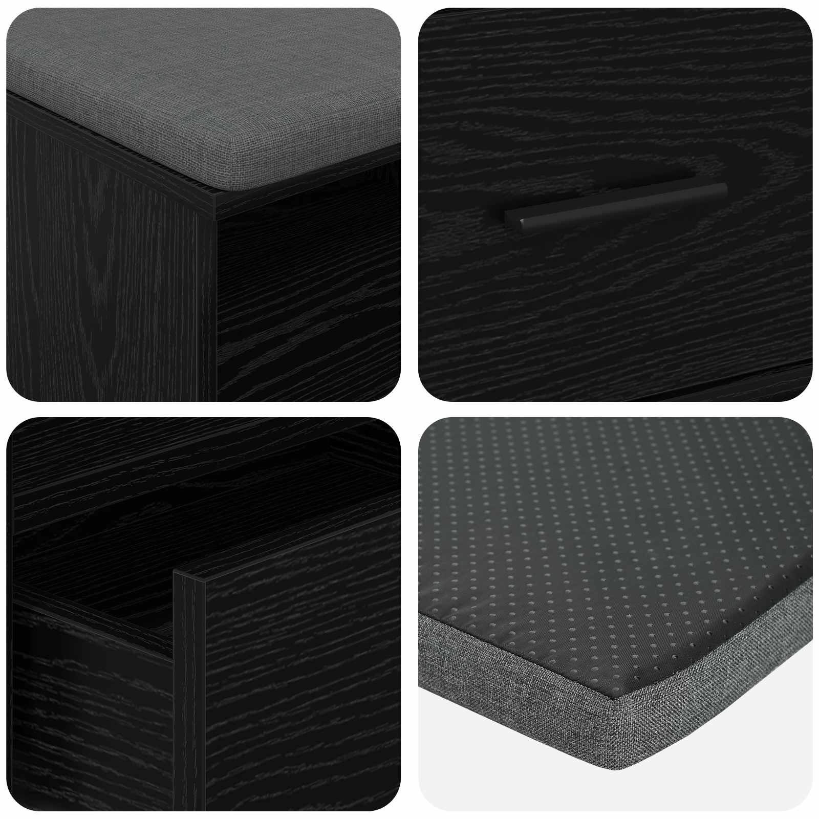 Panca per ingresso con cuscino Rovere Nero 100 x 38 x 46 cm 891465
