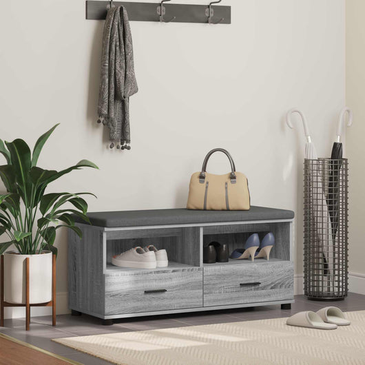 Panca per ingresso con cuscino Grigio Sonoma 100 x 38 x 46 cm 891469