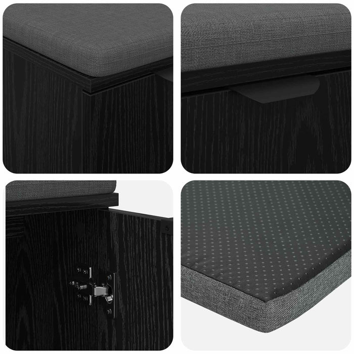 Panca per ingresso con cuscino Rovere Nero 60 x 38 x 46 cm 891473