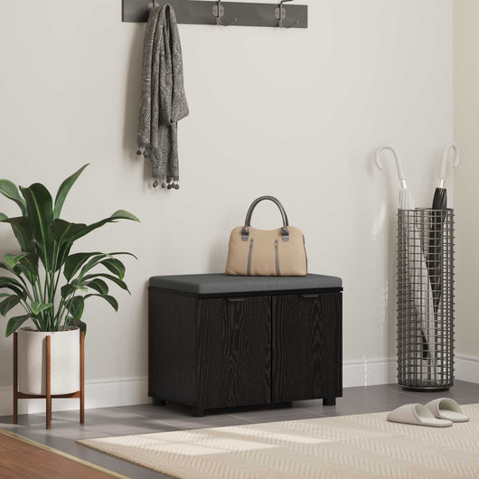 Panca per ingresso con cuscino Rovere Nero 60 x 38 x 46 cm 891473
