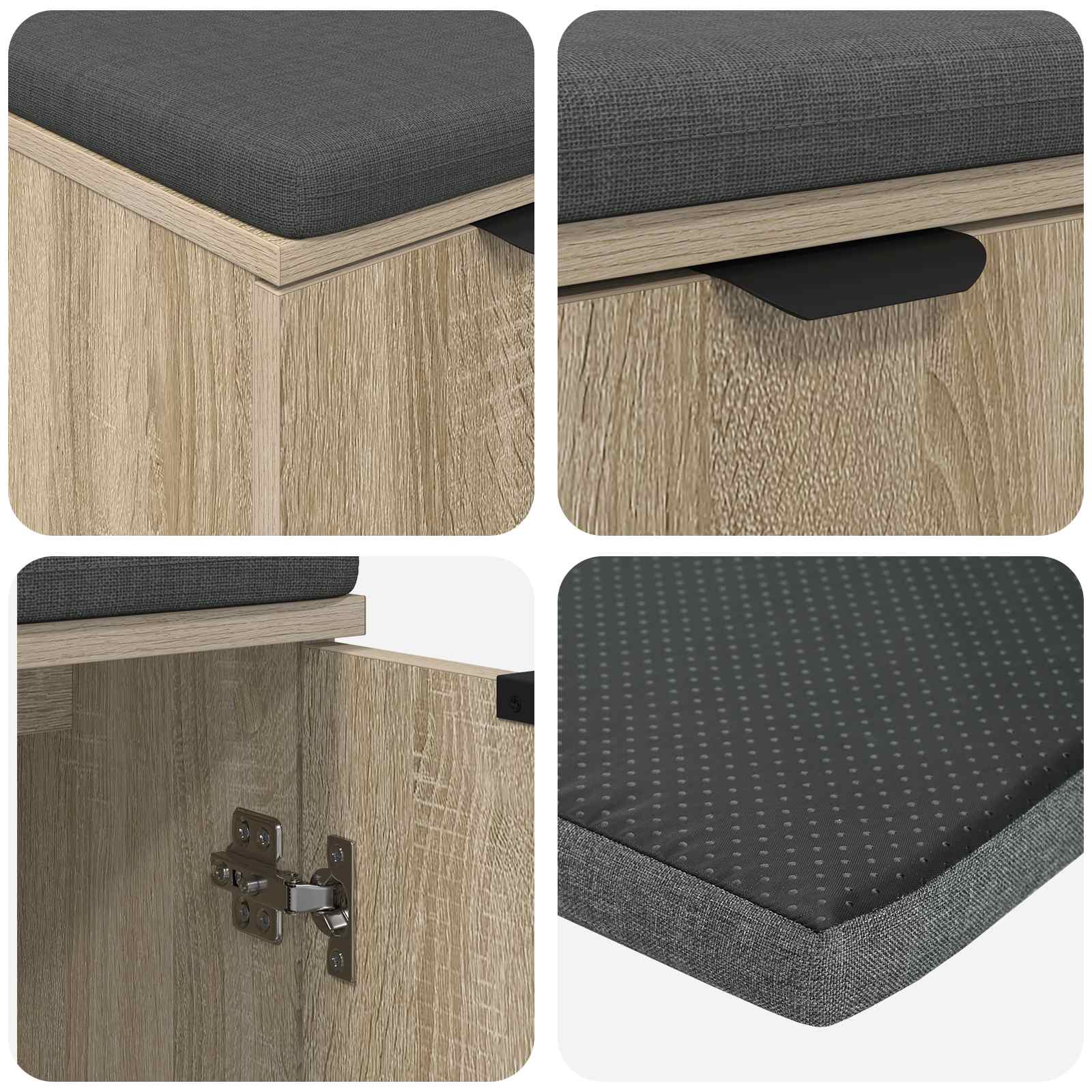 Panca per ingresso con cuscino Rovere Sonoma 60 x 38 x 46 cm 891474