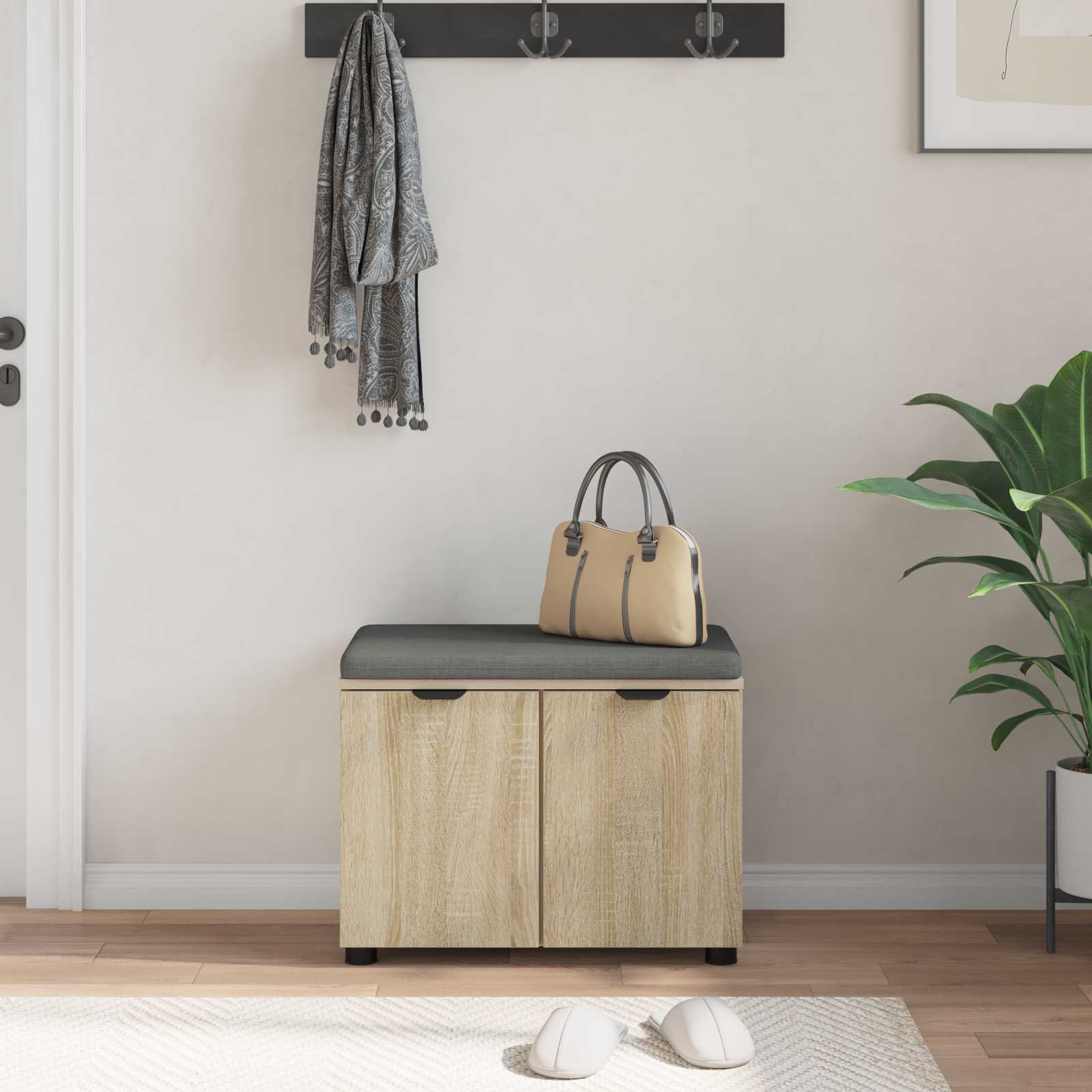 Panca per ingresso con cuscino Rovere Sonoma 60 x 38 x 46 cm 891474