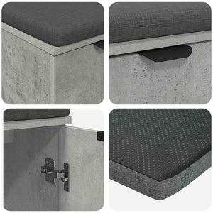 Panca per ingresso con cuscino Grigio cemento 60 x 38 x 46 cm 891475