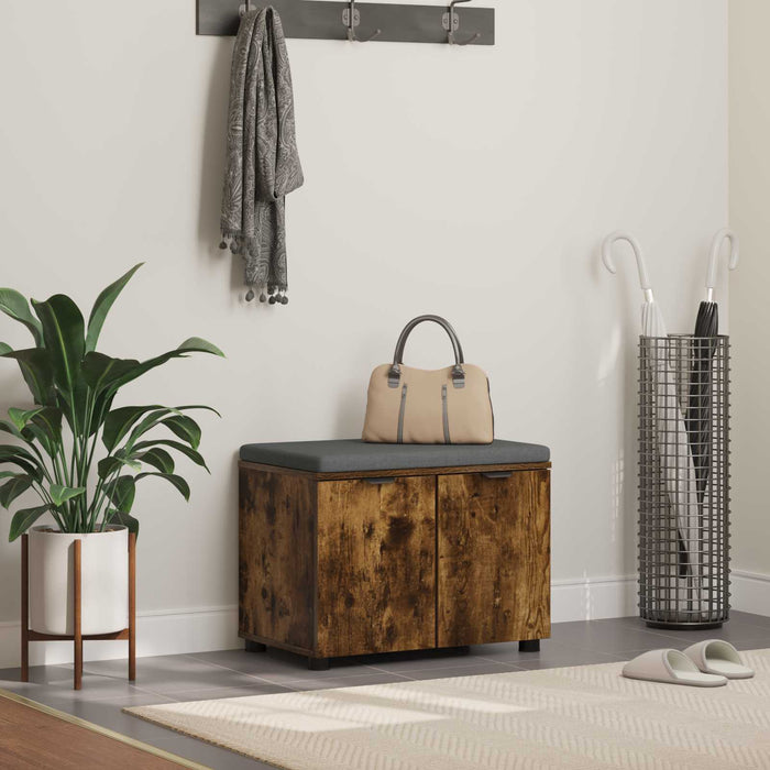 Panca per ingresso con cuscino Rovere fumé 60 x 38 x 46 cm 891476