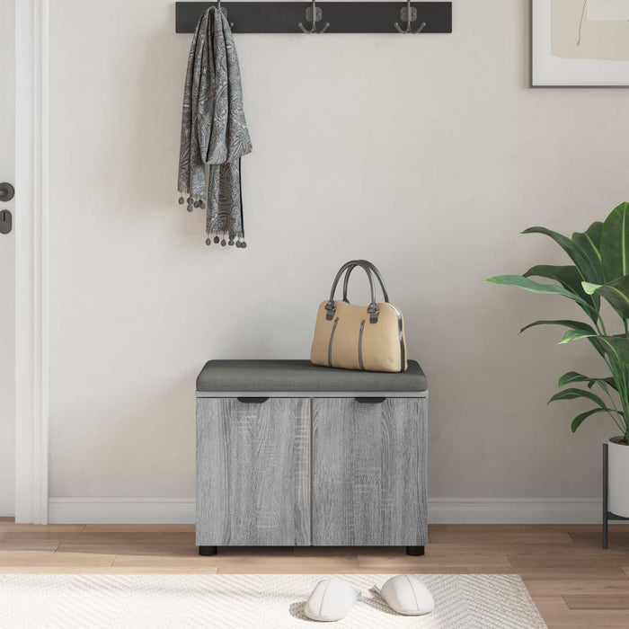 Panca per ingresso con cuscino Grigio Sonoma 60 x 38 x 46 cm 891477