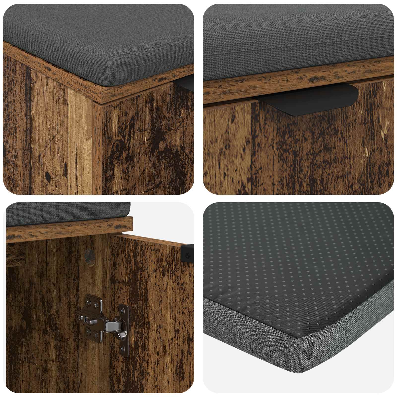 Panca per ingresso con cuscino Legno vecchio 60 x 38 x 46 cm 891478