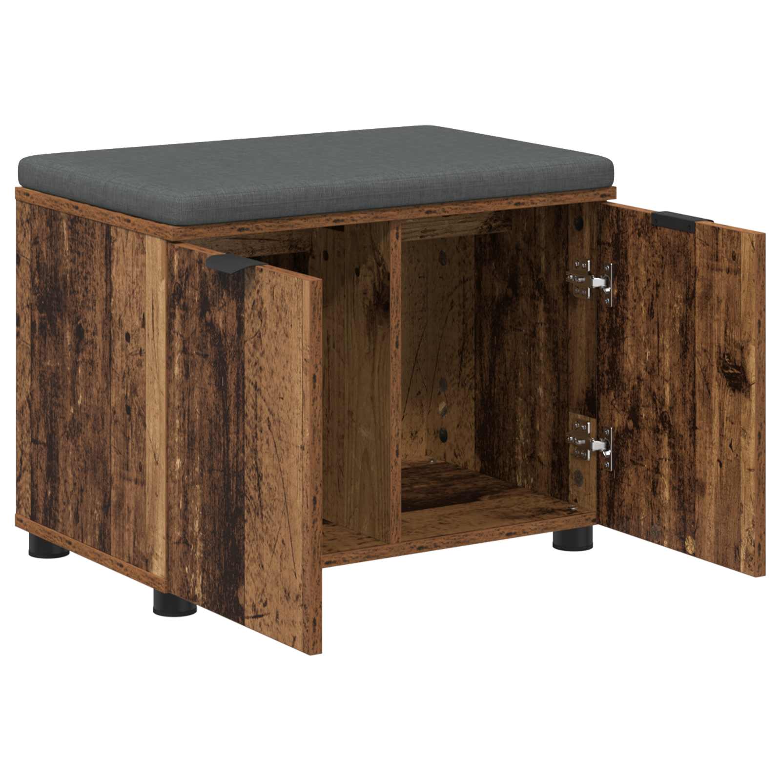 Panca per ingresso con cuscino Legno vecchio 60 x 38 x 46 cm 891478