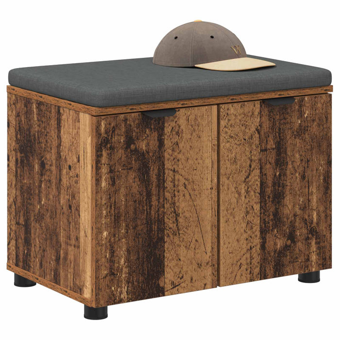 Panca per ingresso con cuscino Legno vecchio 60 x 38 x 46 cm 891478