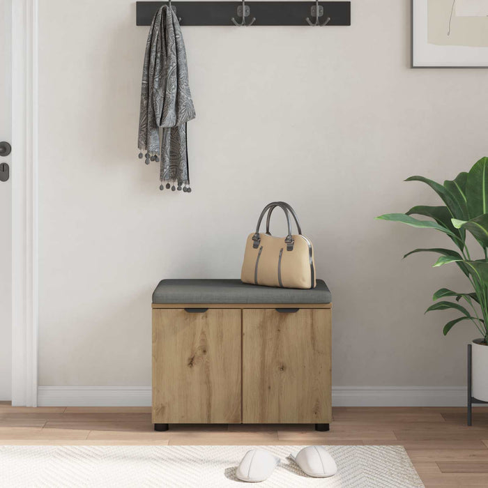 Panca per ingresso con porta Rovere artigianale 60 x 38 x 46 cm 891479