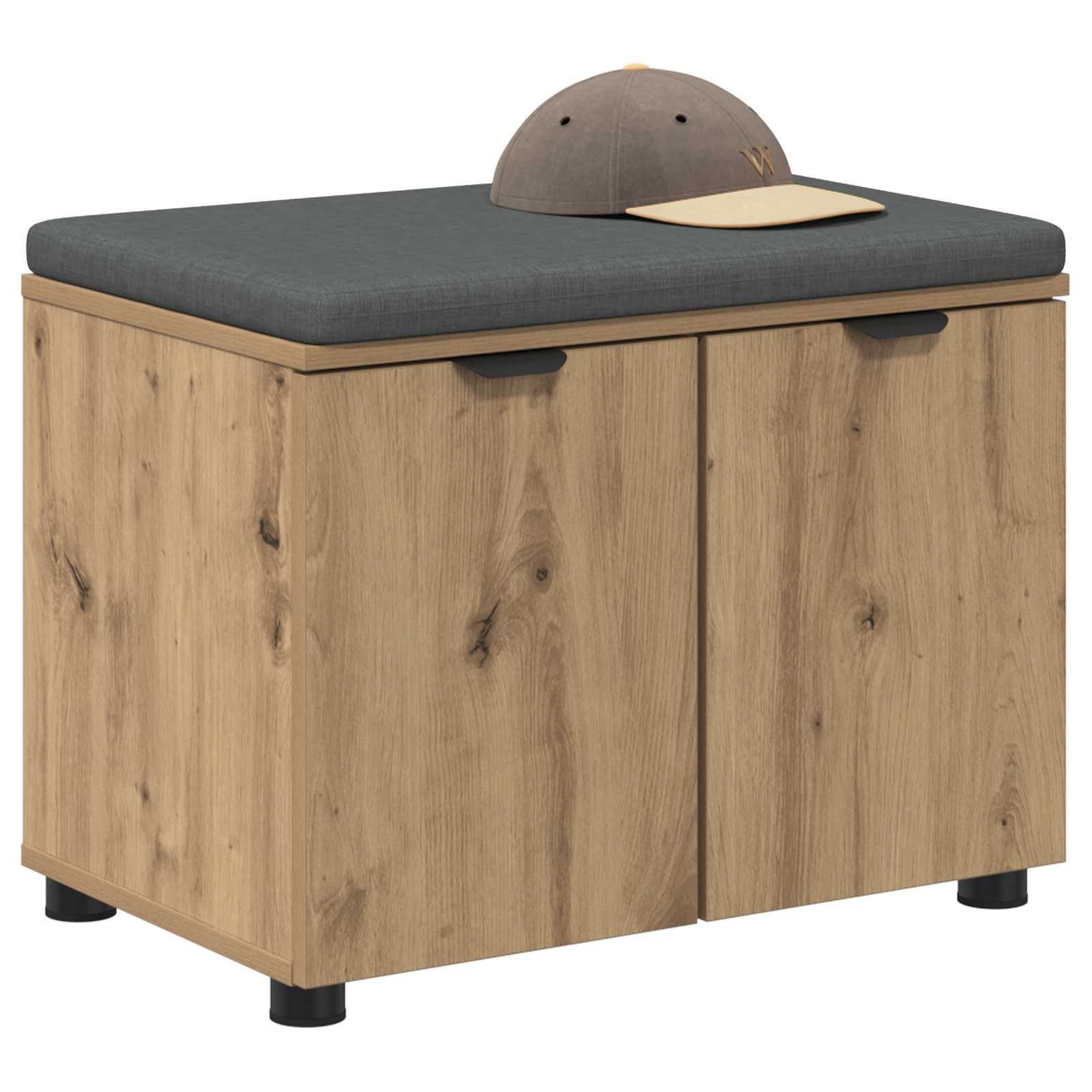 Panca per ingresso con porta Rovere artigianale 60 x 38 x 46 cm 891479