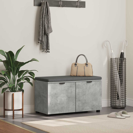 Panca per ingresso con cuscino Grigio cemento 80 x 38 x 46 cm 891483