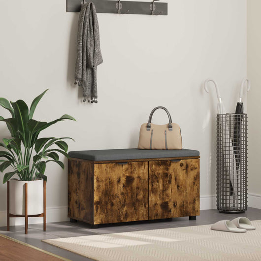Panca per ingresso con cuscino Rovere fumé 80 x 38 x 46 cm 891484