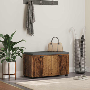 Panca per ingresso con cuscino Legno vecchio 80 x 38 x 46 cm 891486