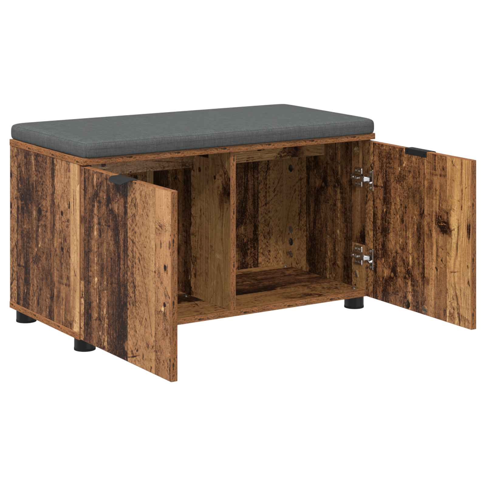 Panca per ingresso con cuscino Legno vecchio 80 x 38 x 46 cm 891486
