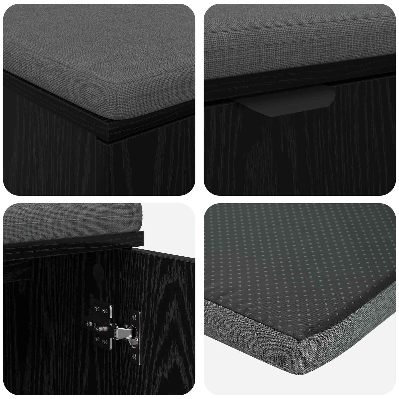 Panca per ingresso con cuscino Rovere Nero 100 x 38 x 46 cm 891489