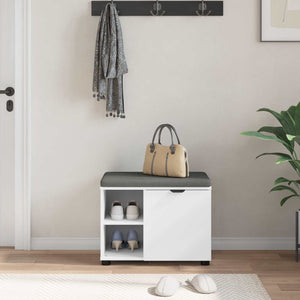 Panca per ingresso con cuscino Bianco 60 x 38 x 46 cm 891496