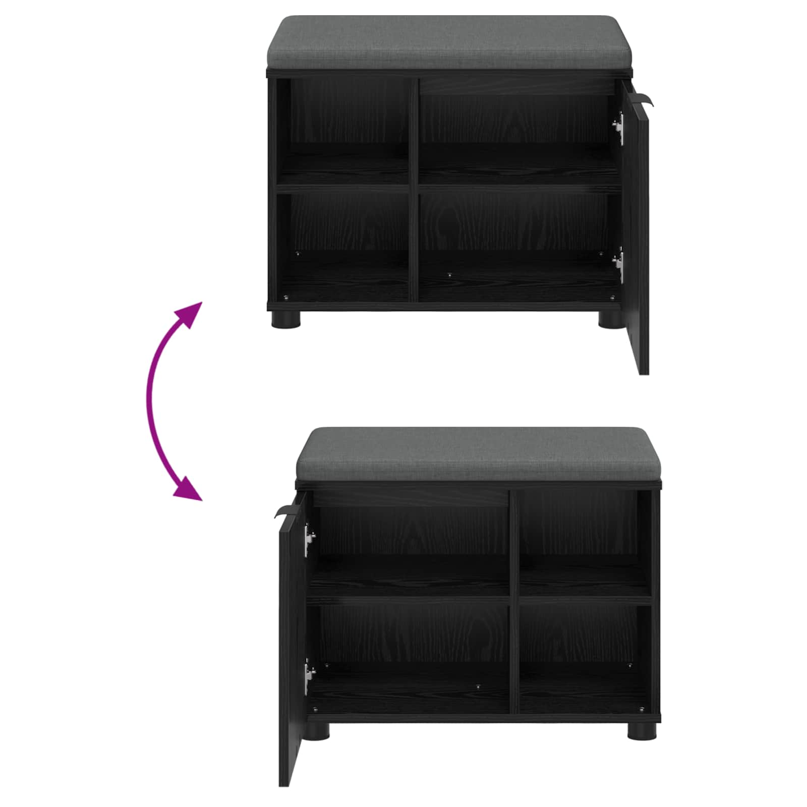 Panca per ingresso con cuscino Rovere Nero 60 x 38 x 46 cm 891497