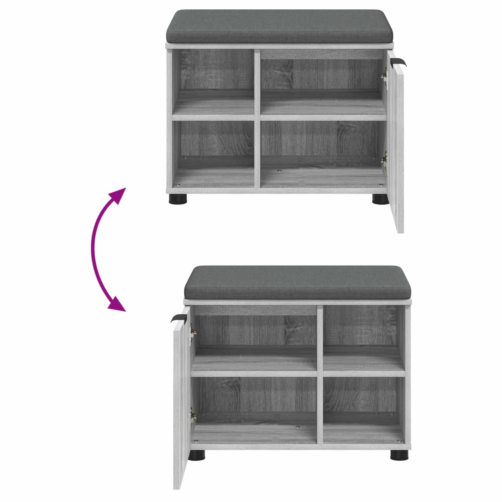 Panca per ingresso con cuscino Grigio Sonoma 60 x 38 x 46 cm 891501