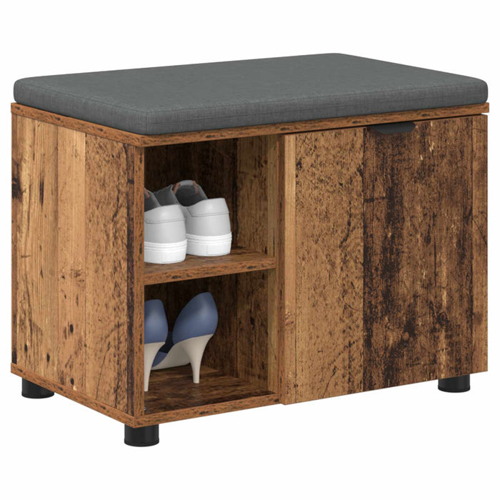 Panca per ingresso con cuscino Legno vecchio 60 x 38 x 46 cm 891502